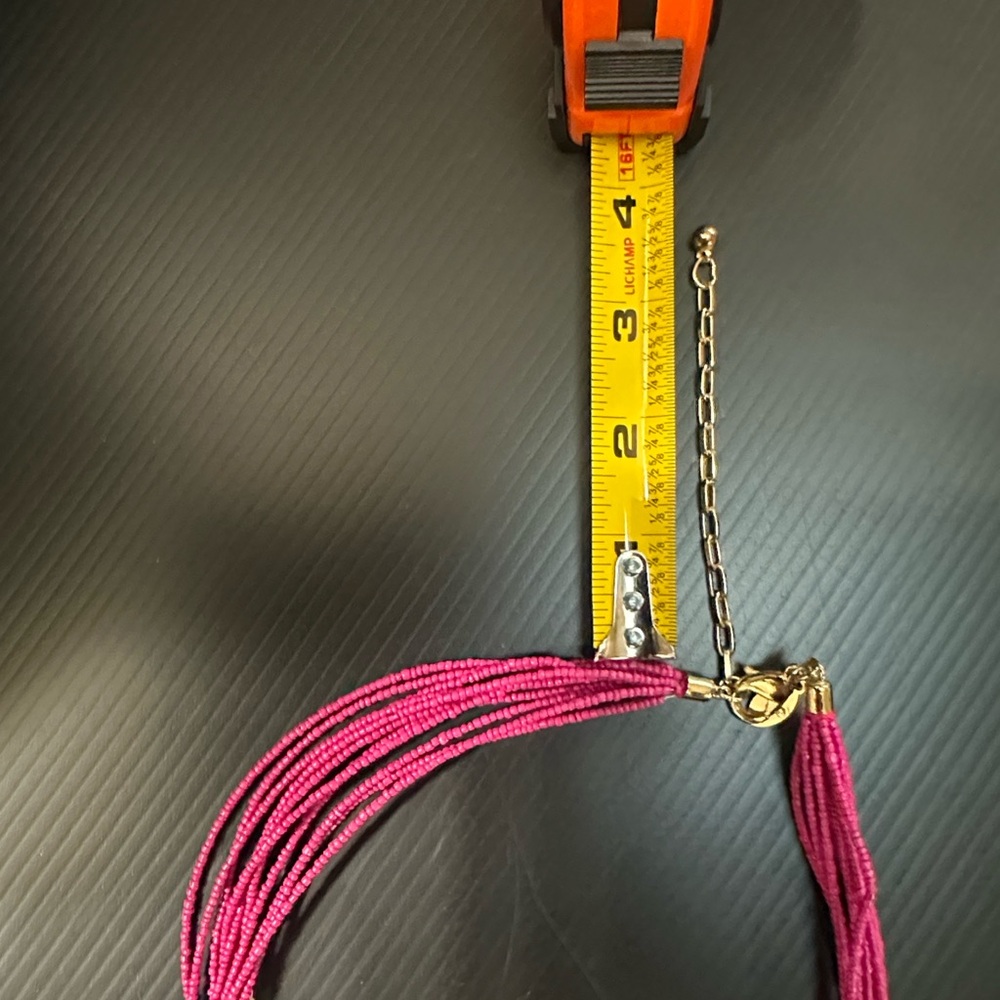 CHICOS. Elegant Pink and Gold Beaded Necklace with extender. - Picture 3 of 4